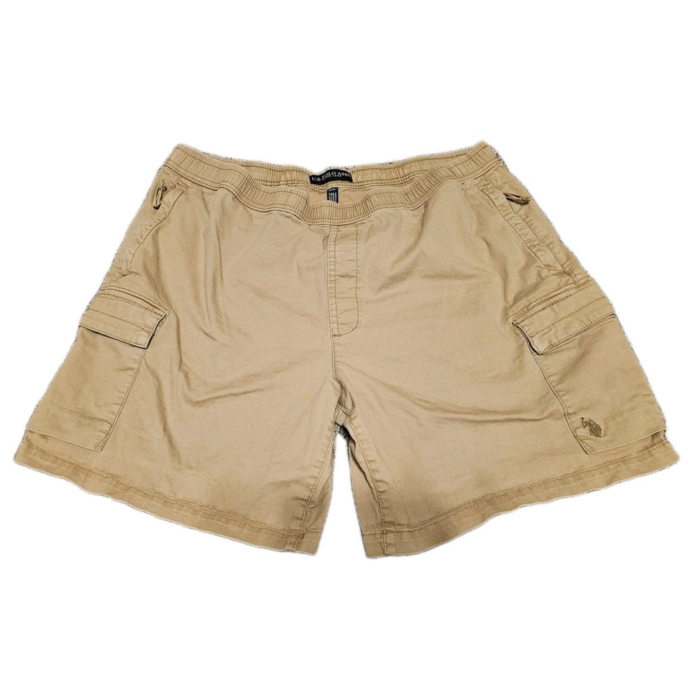 Mens Polo Shorts Size‎ 2XL Tan Khaki Pull On Cargo Chino Outdoors Preppy Golf